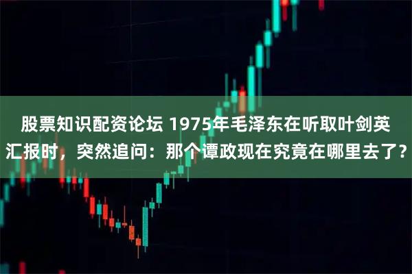 股票知识配资论坛 1975年毛泽东在听取叶剑英汇报时，突然追问：那个谭政现在究竟在哪里去了？
